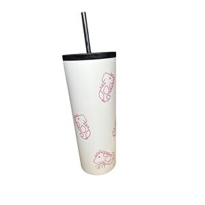 Simple Modern 24oz Tumbler Pink Dino Print‎ w/ Straw – Insulated Cup White Black